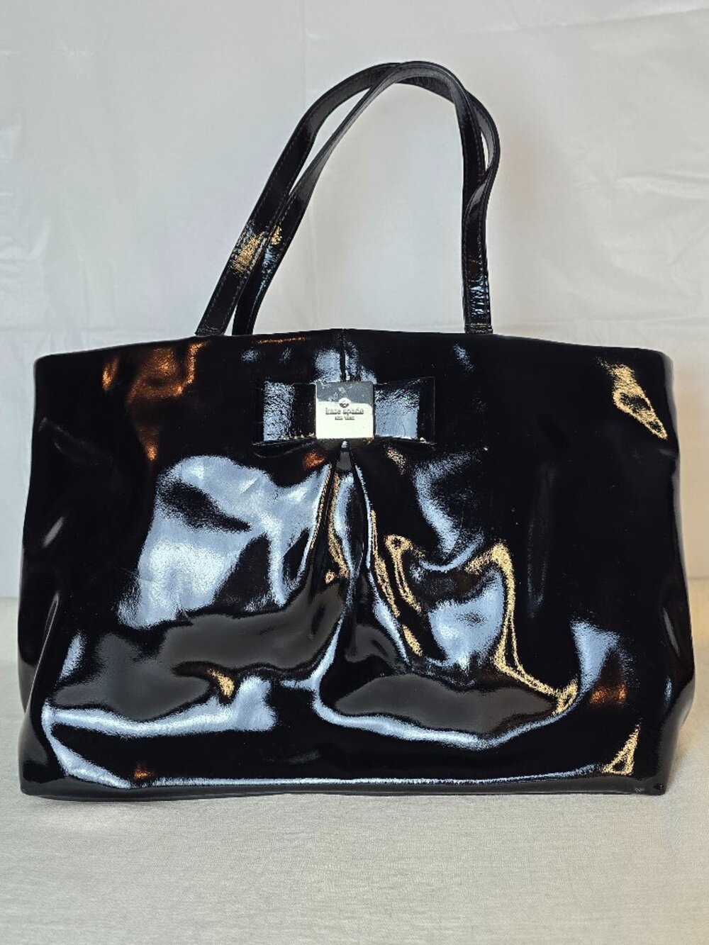 Kate Spade Veranda Place Evie Black Patent Leather Bow Tote